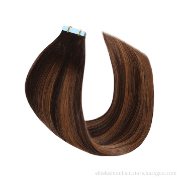 Human Hair Extensions Tape In Double Drawn 100% Human Remy Hair Silky Virgin Tape Hair Extension